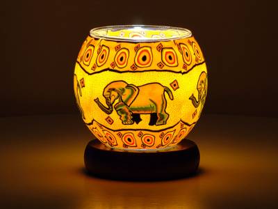 Leuchtglas Lampe 11cm Nr.286 Elefant, elektrisch betrieben - 1