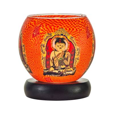 Leuchtglas Lampe 11cm Nr.309 Buddha, elektrisch betrieben - 0