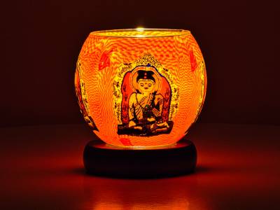 Leuchtglas Lampe 11cm Nr.309 Buddha, elektrisch betrieben - 1