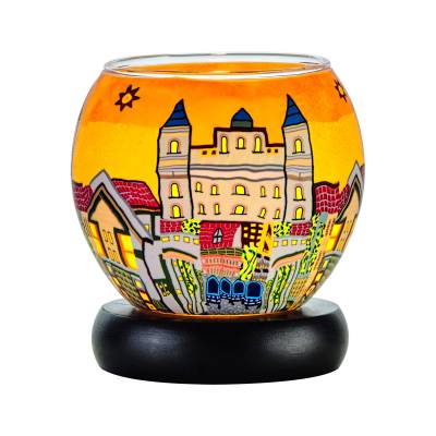 Leuchtglas Lampe 11cm Nr.370 Weingarten, elektrisch betrieben - 0