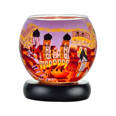 Leuchtglas Lampe 11cm Nr.449 Passau orange, elektrisch betrieben - 0