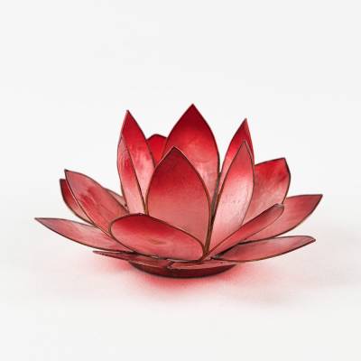 Lotusblüte 4 Rot – Teelichthalter für Kraft und Leidenschaft - 0