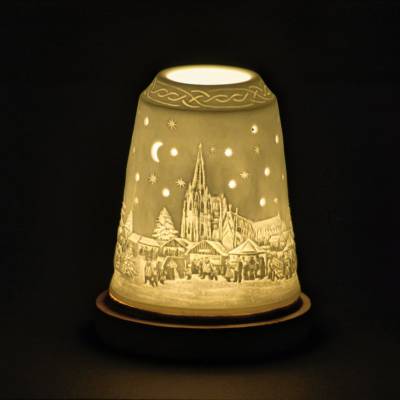 Starlight Glocke Nr.124 Weihnachtsmarkt am Abend unter Mond und Sternen - 0