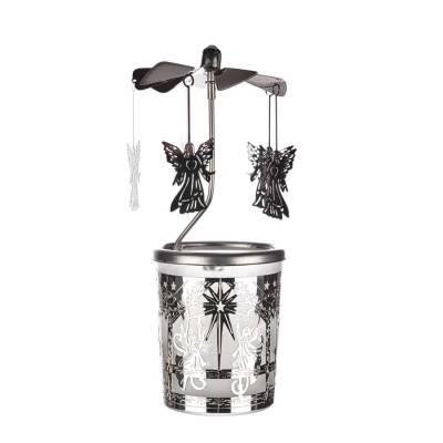 Glas-Karussell Windlicht „Himmlischer Engel“ 1 in Silber - 0