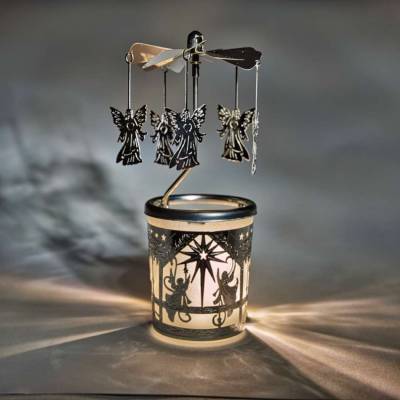 Glas-Karussell Windlicht „Himmlischer Engel“ 1 in Silber - 1