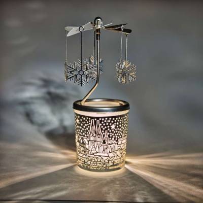 Adventzauber zum Drehen: Glas-Karussell Windlicht 