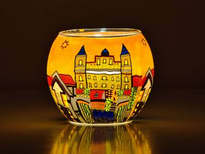 Leuchtglas 11cm Nr.370 Weingarten MIT 30mm Bohrung Tauschglas Ersatzglas - 1