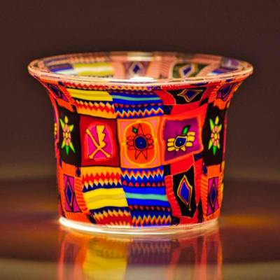 Votiv-Glas 12 - Patchwork, farbenfrohe Motive - 1