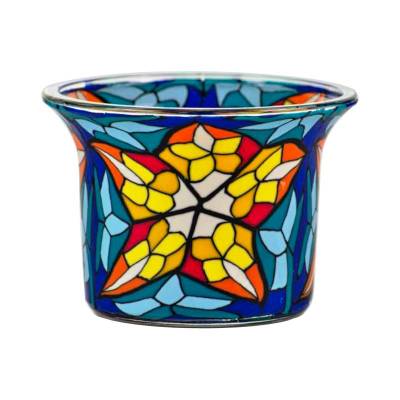 Votiv-Glas 24 Mosaik Stern blau - 0