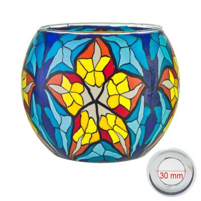 Leuchtglas 11cm Nr.24 Stern blau MIT 30mm Bohrung Tauschglas Ersatzglas - 0