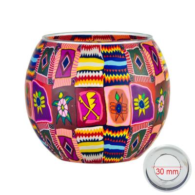 Leuchtglas 11cm Nr.12 Patchwork MIT 30mm Bohrung Tauschglas Ersatzglas - 0