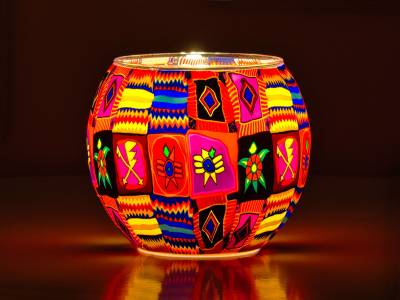 Leuchtglas 11cm Nr.12 Patchwork MIT 30mm Bohrung Tauschglas Ersatzglas - 1