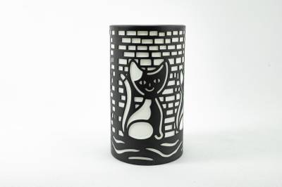 Porzellan Windlicht Elegance large Nr. 30 Motiv Katze Teelichthalter cats - 0