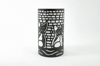 Porzellan Windlicht Elegance large Nr. 30 Motiv Katze Teelichthalter cats - 1