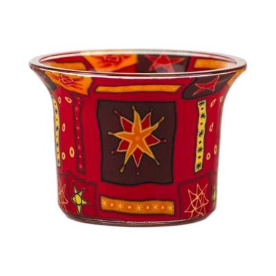 Votiv-Glas 75 - Sterne, rot, orange - 0