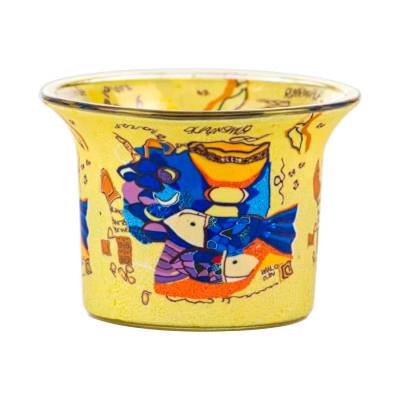 Votiv-Glas 91 Fische abstrakt - 0