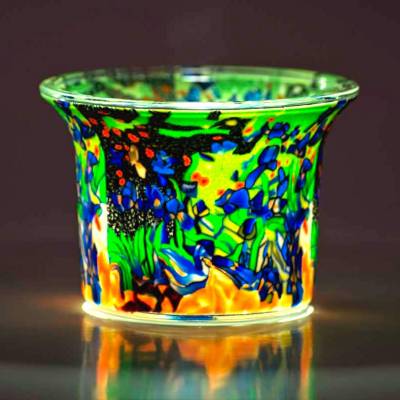 Votiv-Glas 93 - Flowerpower in Grün - 1