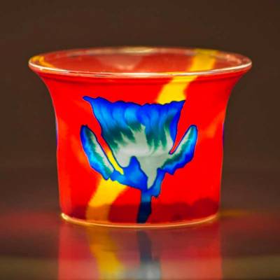 Votiv-Glas 109 Blume blau - 1