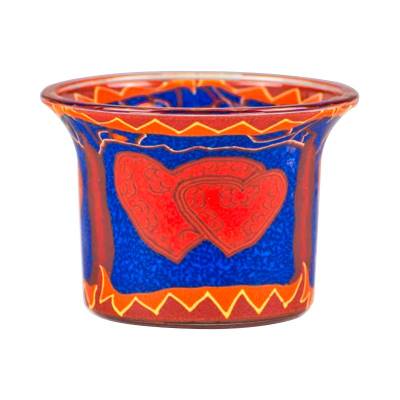 Votiv-Glas 214 Herzen rot blau - 0