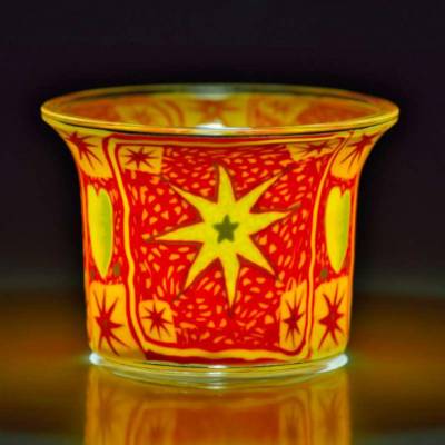 Votiv-Glas 226 - strahlend gelber Stern - 1