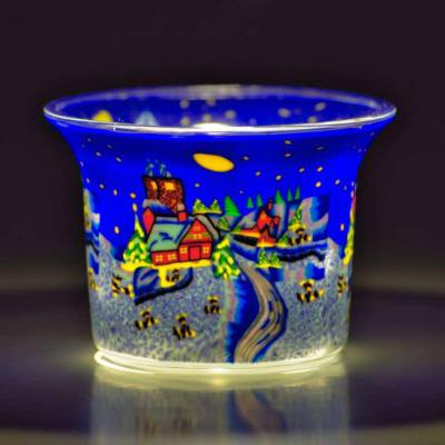 Votiv-Glas 255 Winterdorf bei Nacht - Schwedenhäuser - 1