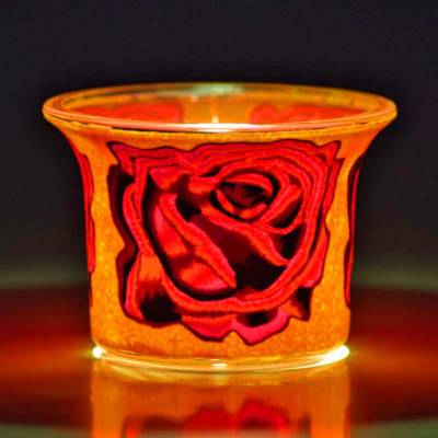 Votiv-Glas 297 - rote Rosen - 1