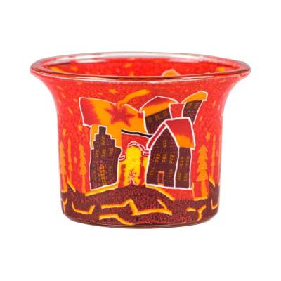 Votiv-Glas 346 Sternschnuppe über Winterdorf - 0