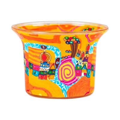 Votiv-Glas 456 - Stadt am Fluss Hundertwasserähnlich - 0