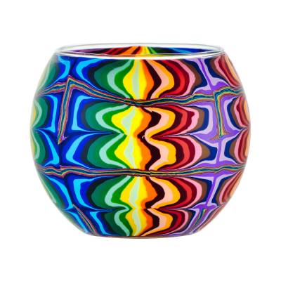 Leuchtglas 11cm Nr.9 Psychedelisch, künstlerisch buntes Motiv, Regenbogenfarben - 0