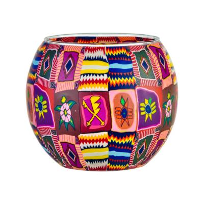 Leuchtglas 11cm Nr.12. Patchwork, farbenfrohe Motive - 0