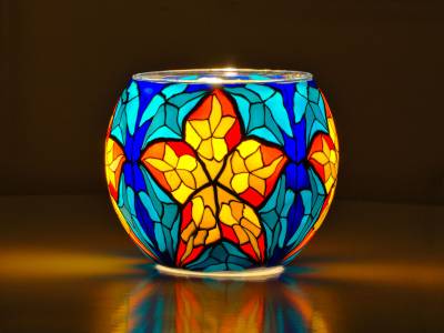 Leuchtglas 11cm Nr.24 Stern blau - 1