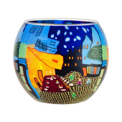 Leuchtglas 11cm Nr.59 Stadt bei Nacht, abstrakt - 0