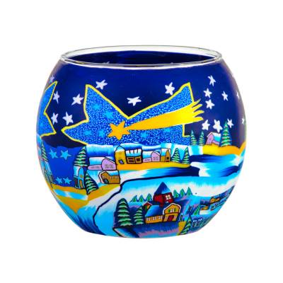 Leuchtglas 11cm Nr.66 Sternschnuppe über Winterdorf - 0