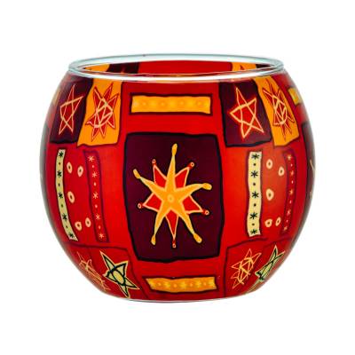 Leuchtglas 11cm Nr.75 Sterne, rot, orange - 0