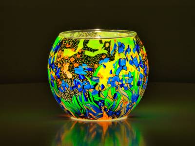 Leuchtglas 11cm Nr.93 Flowerpower in grün - 1