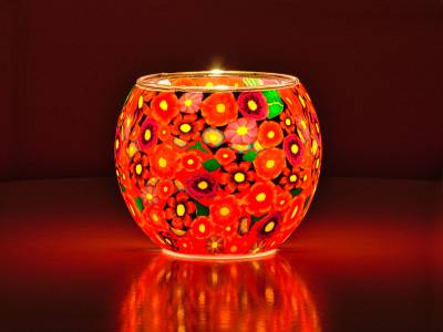 Leuchtglas 11cm Nr.124 Blumenwiese - 1