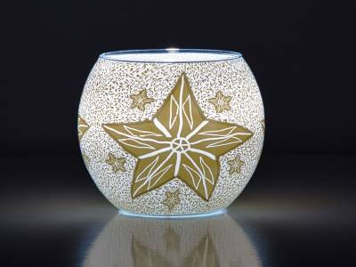 Leuchtglas 11cm Nr.143 weiß strahlender Stern - 1