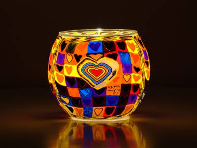 Leuchtglas 11cm Nr.152 Herz bunt - 1