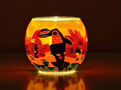 Leuchtglas 11cm Nr.167 Vögel, bunt - 1