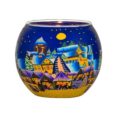 Leuchtglas 11cm Nr.174 Weihnachtsmarkt in der Stadt - 0