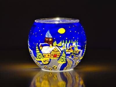 Leuchtglas 11cm Nr.175 Winter in den Bergen - 1