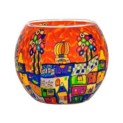 Leuchtglas 11cm Nr.290 bunte Stadt - 0