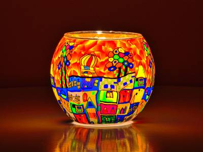 Leuchtglas 11cm Nr.290 bunte Stadt - 1