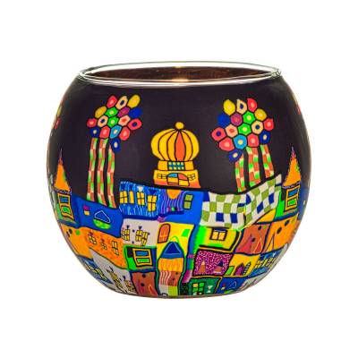 Leuchtglas 11cm Nr.291 bunte Stadt bei Nacht - 0