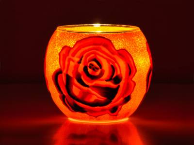 Leuchtglas 11cm Nr.297 rote Rosen - 1