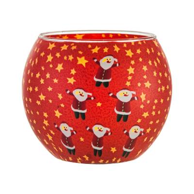 Leuchtglas 11cm Nr.341 - 6 fröhliche Weihnachtsmänner - 0