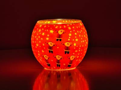 Leuchtglas 11cm Nr.341 - 6 fröhliche Weihnachtsmänner - 1