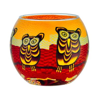 Leuchtglas 11cm Nr.345 Eulenpaar, Eule - 0