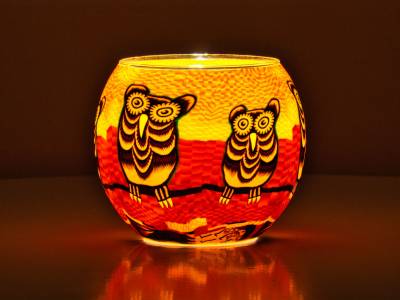 Leuchtglas 11cm Nr.345 Eulenpaar, Eule - 1
