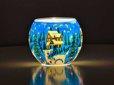 Leuchtglas 11cm Nr.386 Idylle und Ruhe im Winter - 1